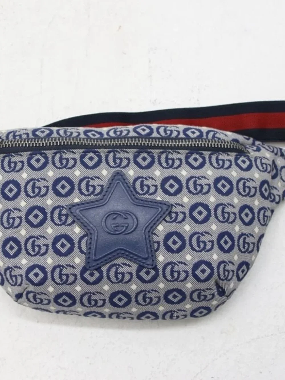 GUCCI Kids Jacquard Logo Patch Belt Bag - Blue
